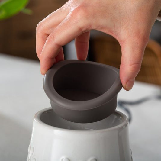 BRÛLEUR CUBES DE CIRE - SOUCOUPE REVERSIBLE - BEIGE FLEURIE