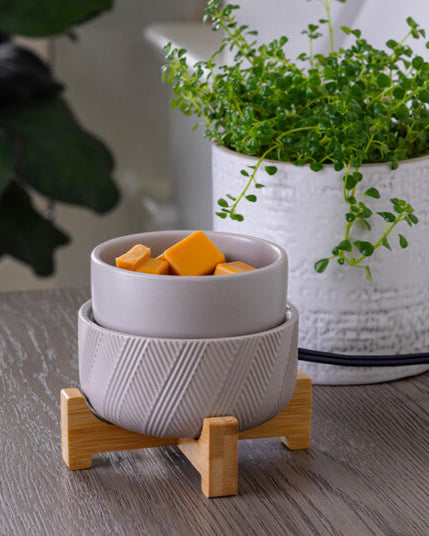BRÛLEUR CUBES DE CIRE - 2 en 1 - GRIS & BOIS