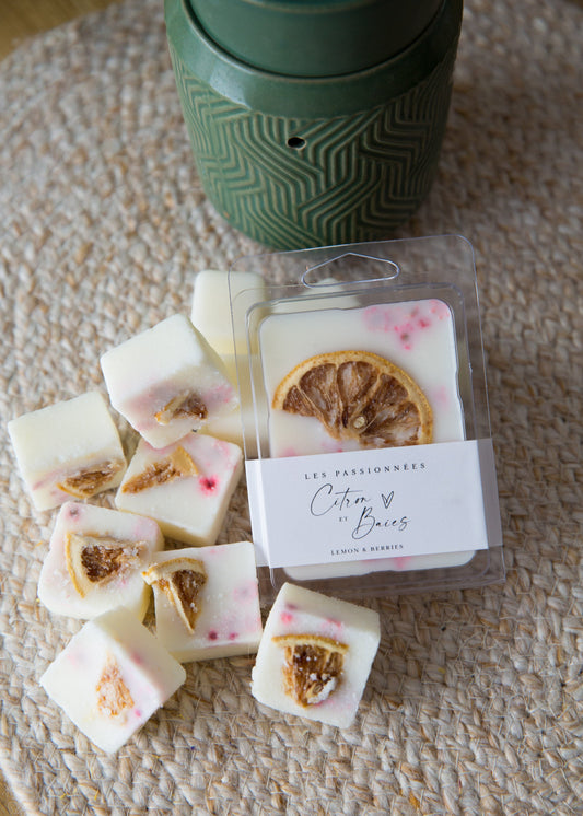 cubes de cire parfumés citron et baies faits à la main au Québec