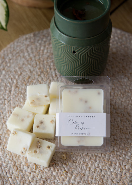 cubes de cire parfumés coton propre faits à la main au Québec
