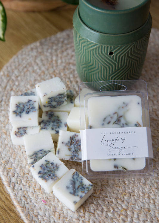 cubes de cire parfumés lavande et sauge faits à la main au Québec