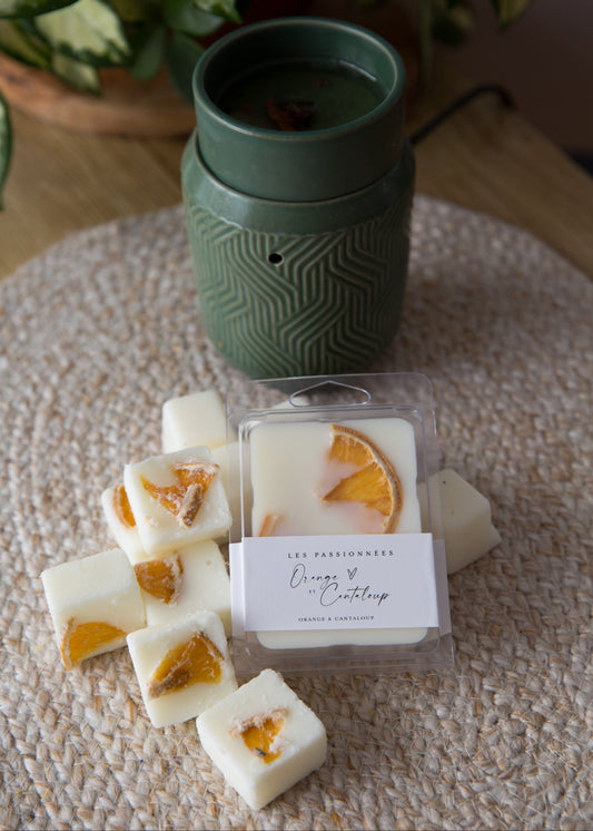 cubes de cire parfumés orange et cantaloup faits à la main au Québec
