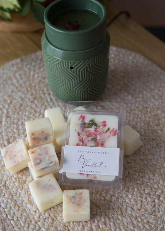 cubes de cire parfumés poire et vanille faits à la main au Québec