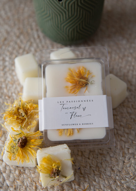 cubes de cire parfumés tournesol et fleur faits à la main au Québec