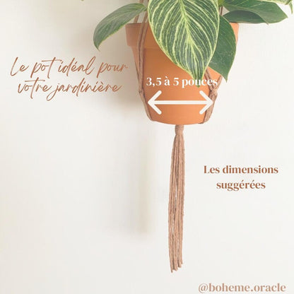 Detail de la jardiniere Noeud plat en macrame fait main pour plante d interieur