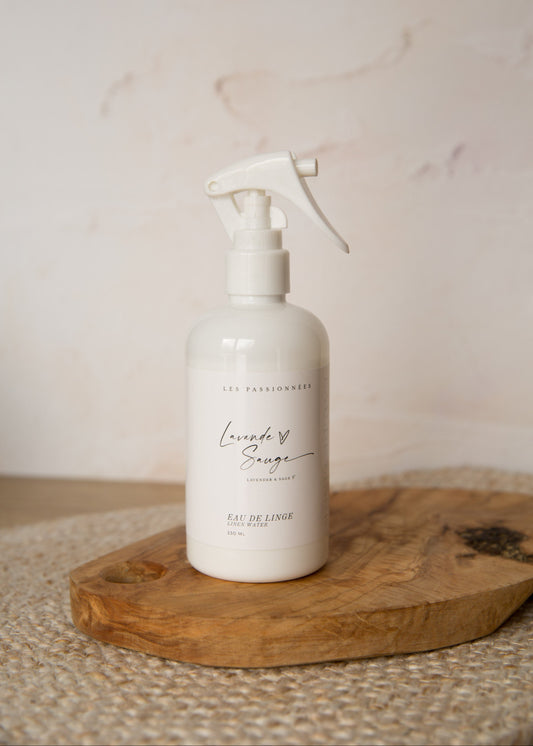 eau de linge parfumée lavande et sauge fabriquée au Québec