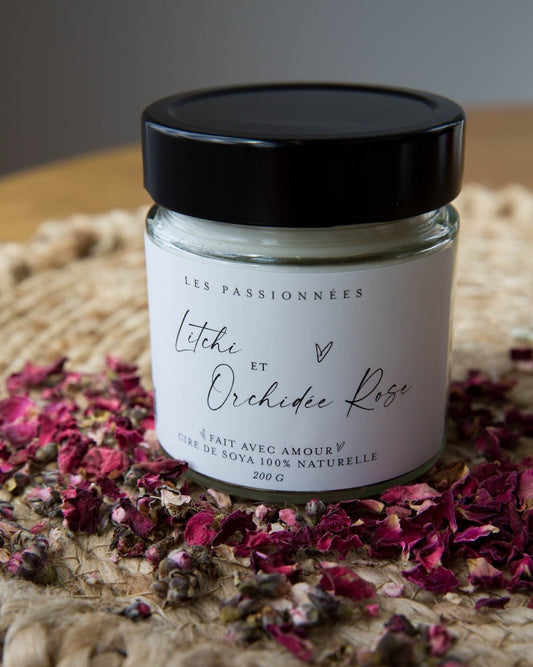 BOUGIE DE SOYA - Litchi & orchidée rose - Les passionnées