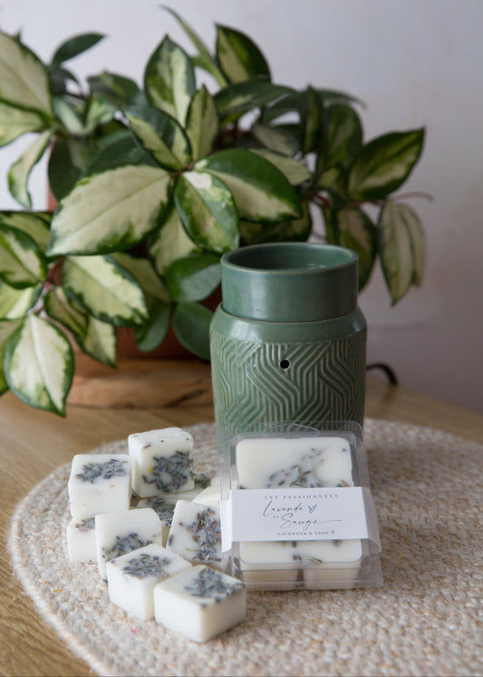 tablettes de cire parfumées lavande et sauge ambiance relaxante