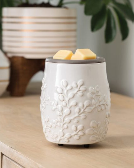 BRÛLEUR CUBES DE CIRE - SOUCOUPE REVERSIBLE - BEIGE FLEURIE