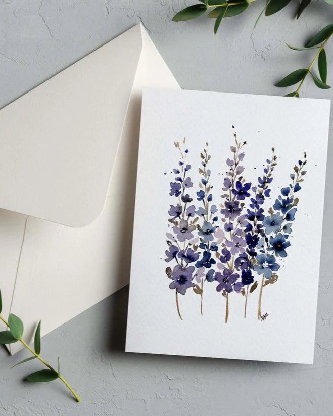 CARTE DE REMERCIEMENT - Fleurs bleues