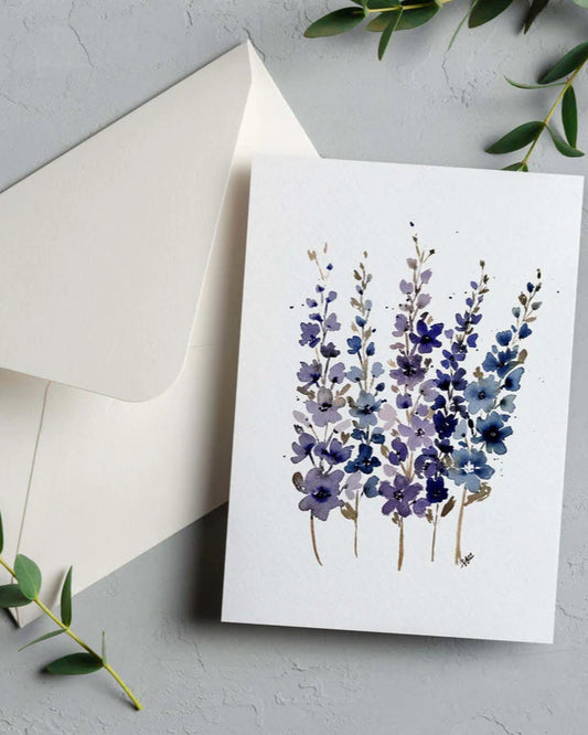 CARTE DE REMERCIEMENT - Fleurs bleues