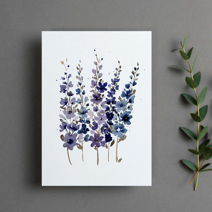 CARTE DE REMERCIEMENT - Fleurs bleues