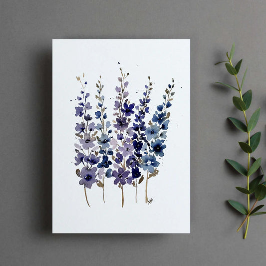 CARTE DE REMERCIEMENT - Fleurs bleues