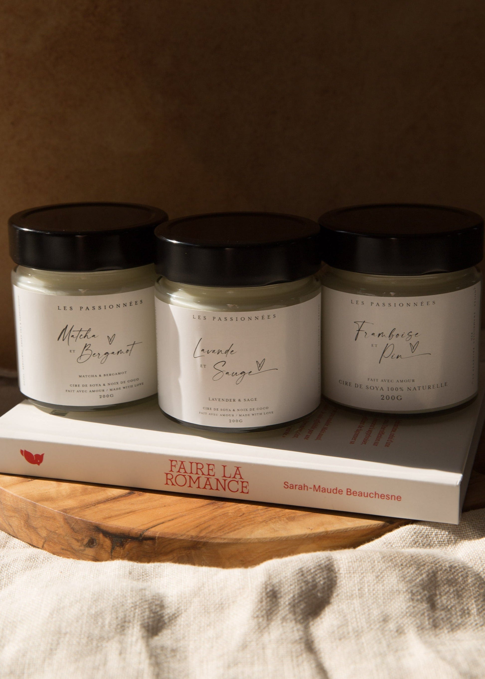 trio chandelles parfumee boisees meche coton cire soya noix coco