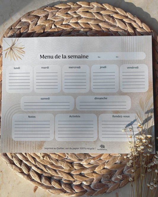 Menu de la semaine